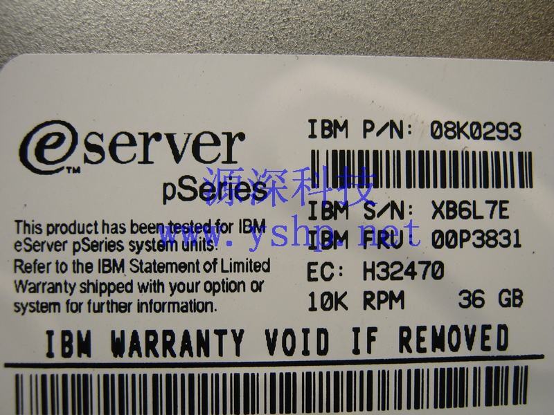上海源深科技 Shanghai   IBM  original  pSeries 36G 10K  Storage   SCSI Hard disk   08K0293 00P3831 高清图片