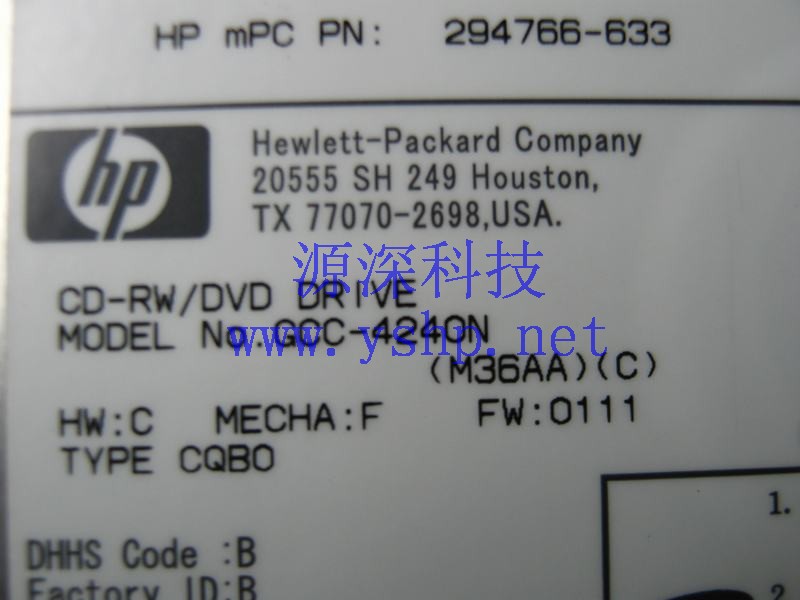 上海源深科技 Shanghai   HP  original   Server 康宝 Optical Drive CDRW DVD-ROM 294766-633 GCC-424ON 294765-001 高清图片