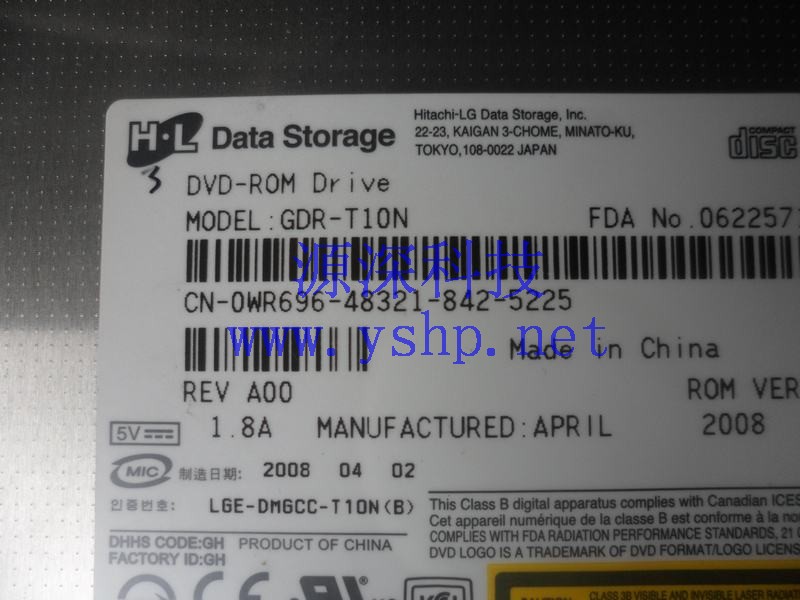 上海源深科技 Shanghai   DELL PowerEdge PE1950  Server DVDOptical Drive WR696 高清图片