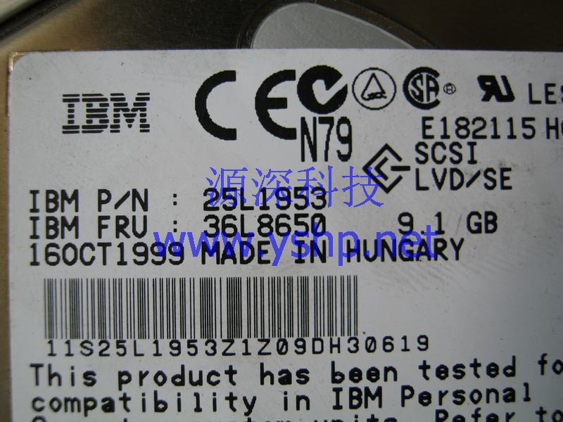 上海源深科技 Shanghai   IBM  original  Server 9.1G SCSI Hard disk   25L1953 36L8650 高清图片