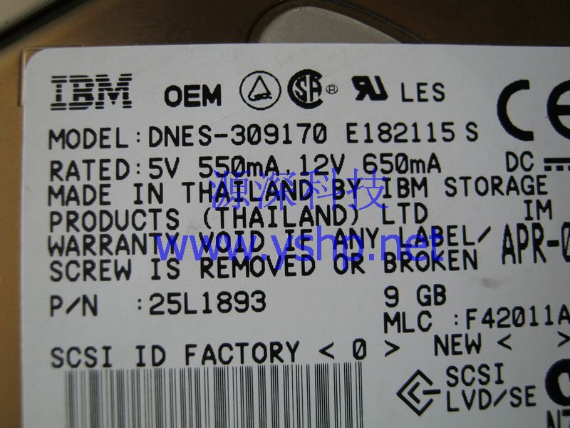 上海源深科技 Shanghai   SGI 1200  Hard disk   25L1893 9G SCSI DNES-309170 高清图片
