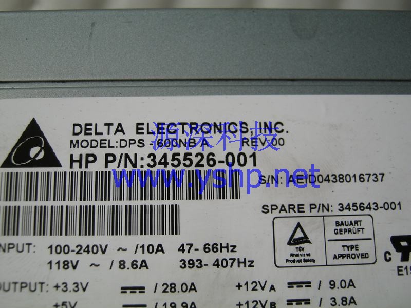 上海源深科技 Shanghai   HP  original  XW8200  Power Supply   345526-001 345643-001 DPS-600NBA 高清图片