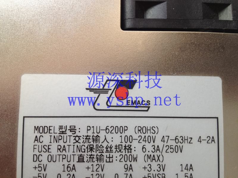 上海源深科技 Shanghai    EMACS ZIPPY  1U Server Power Supply   P1U-6200P 高清图片