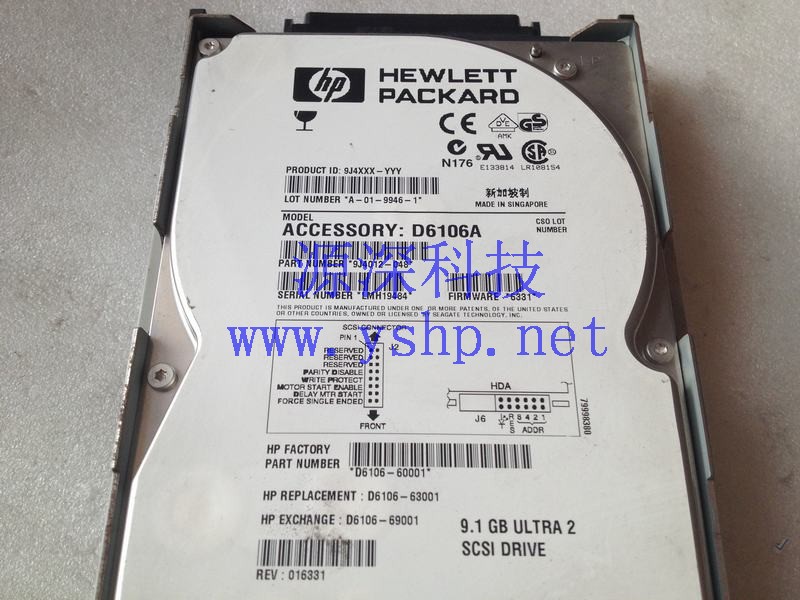 上海源深科技 Shanghai   HP 9.1G ULTRA2 SCSI Server Hard disk   D6106A-63001 高清图片