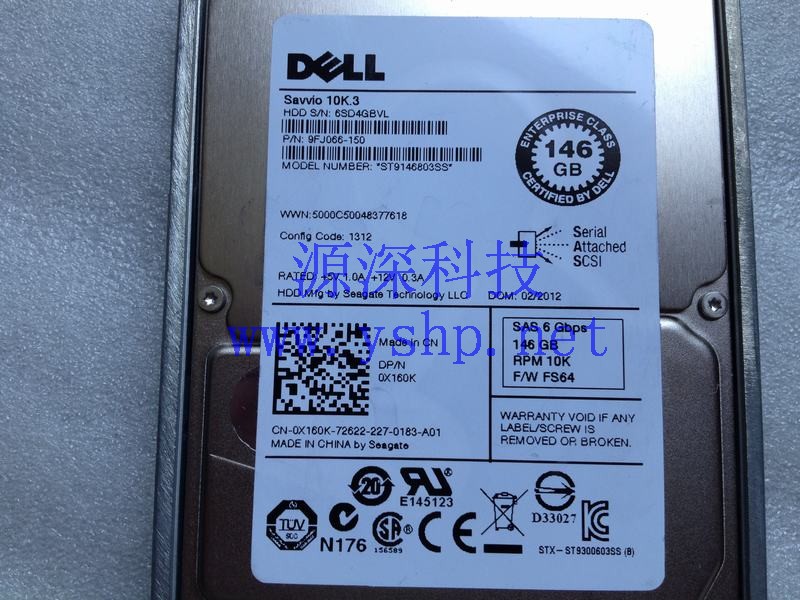 上海源深科技 DELL R710 R510 Server Hard disk 10K.3 SAS 6Gbps 146G 2.5 X160K 高清图片