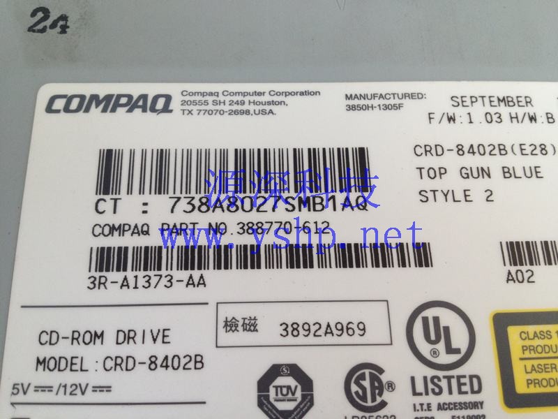 上海源深科技 Shanghai   HP  Server   CDROMOptical Drive CRD-8402B 388770-612 3R-A1373-AA 高清图片