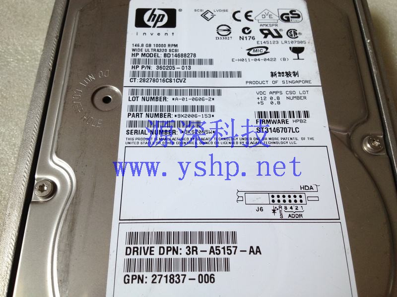 上海源深科技 Shanghai   HP Server146G SCSI Hard disk   289044-001 360205-013 271837-006 BD14688278 高清图片