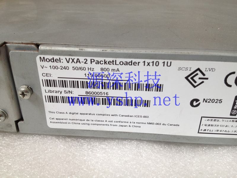 上海源深科技 Shanghai   EXABYTE VXA-2 PacketLoader 1x10 1U FIRMWARE V1100E 磁带库 高清图片