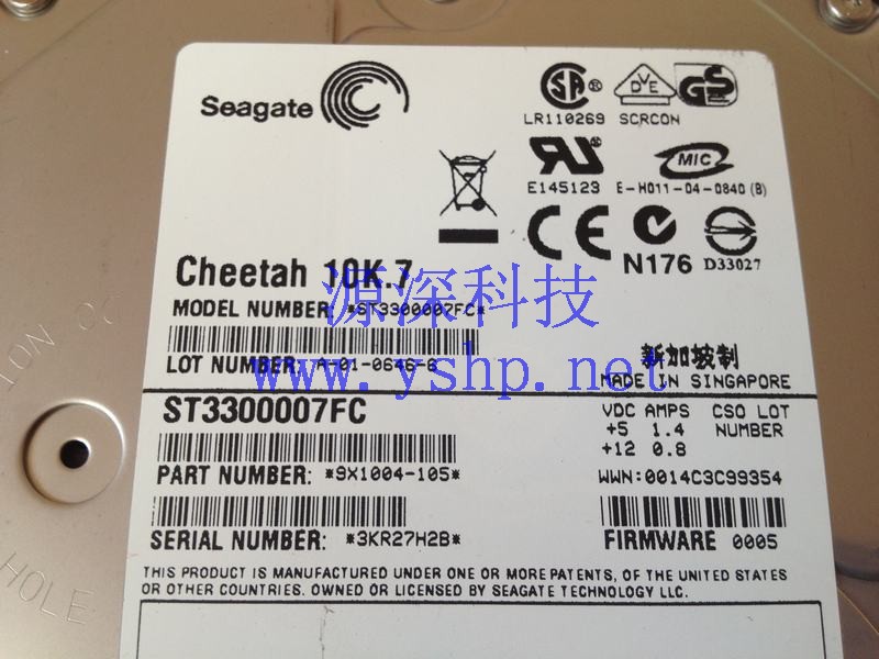 上海源深科技 Shanghai   希捷 光纤 Hard disk   300G 10K.7 ST3300007FC 9X1004-105 高清图片