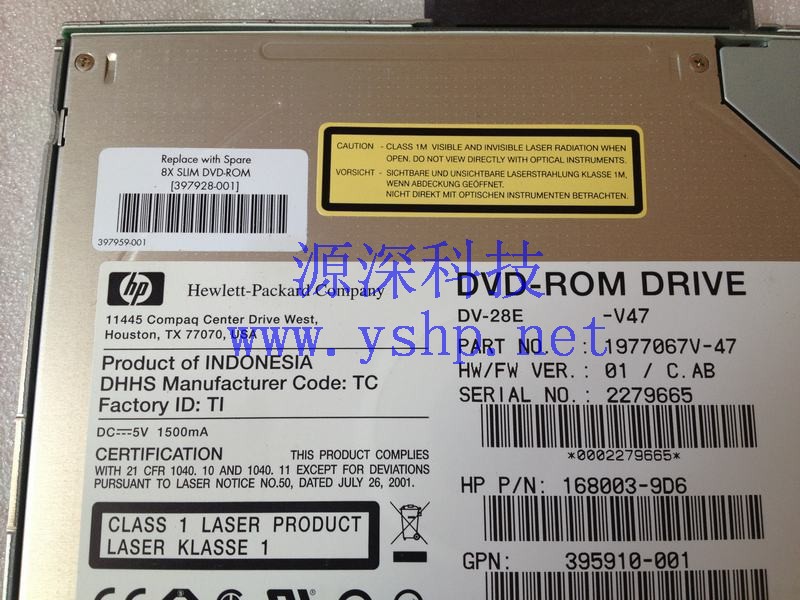 上海源深科技 Shanghai   HP Proliant DL385G5 ServerDVD-ROMOptical Drive 397928-001 395910-001 168003-9D6 高清图片