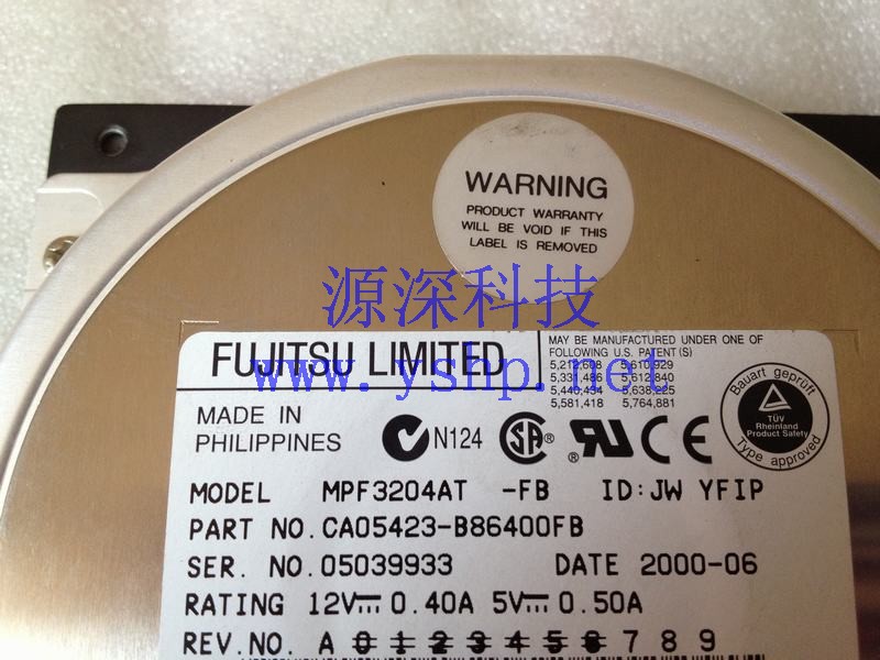 上海源深科技 Shanghai   FUJITSU 20G IDE Hard disk   MPF3204AT-FB CA05423-B86400FB 高清图片