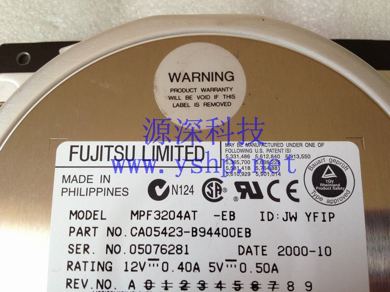 上海源深科技 Shanghai   FUJITSU 20G IDE Hard disk   MPF3204AT-EB CA05423-B94400EB 高清图片