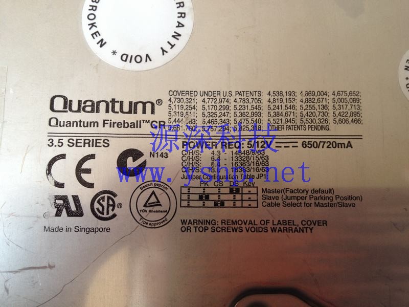 上海源深科技 Shanghai   QUANTUM 6.4G IDE Hard disk   S26361-H426-V100 高清图片