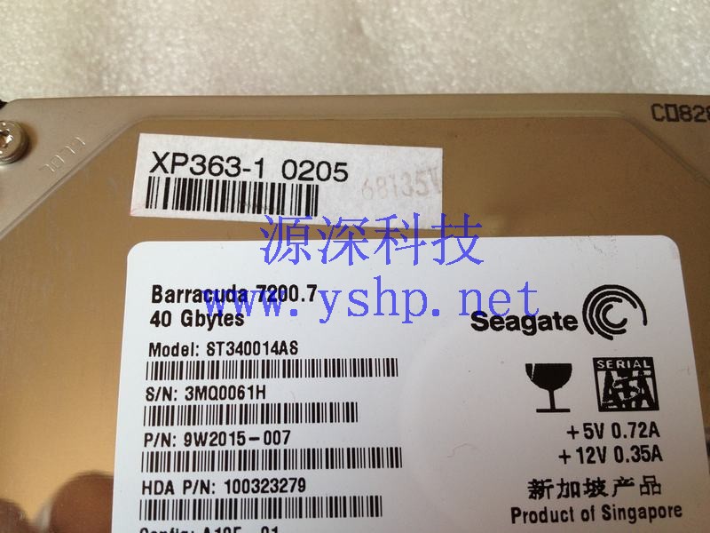 上海源深科技 Shanghai   希捷 40G SATA串口 Hard disk   ST340014AS 9W2015-007 7200.7 高清图片