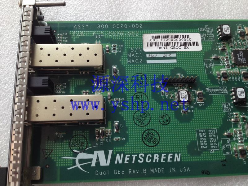 上海源深科技 Shanghai   NetScreen 500 Dual Gbe Rev.B Dual GBIC SX 800-0020-002 高清图片