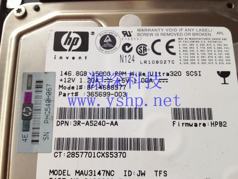 上海源深科技 Shanghai   HP 146g 15K SCSI Hard disk   347779-001 365699-003 高清图片