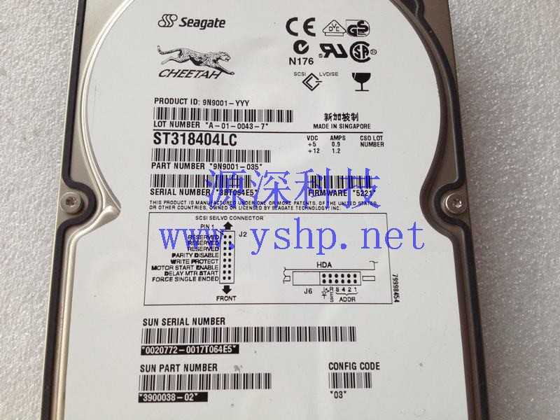 上海源深科技 Shanghai   SUN ServerSCSI Hard disk   18G ST318404LC 3900038-02 5404177-01 高清图片