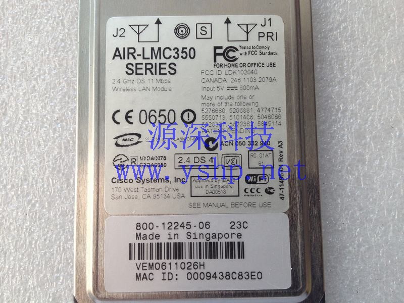 上海源深科技 Shanghai   CISCO AIR-LMC350 SERIES PCMCIAWireless network card 800-12245-06 23C 高清图片