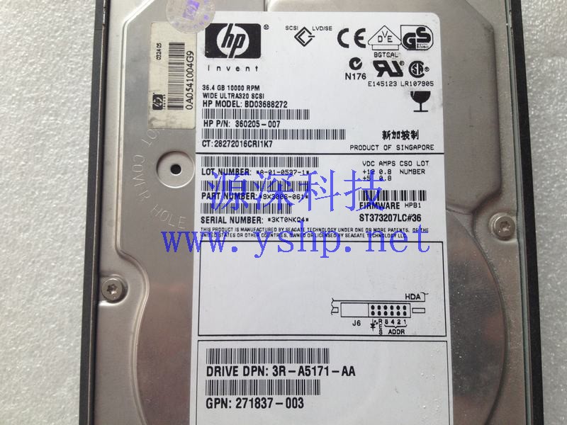 上海源深科技 Shanghai   HP ML150 G1 ServerSCSI Hard disk   36G BD03688272 360205-007 高清图片