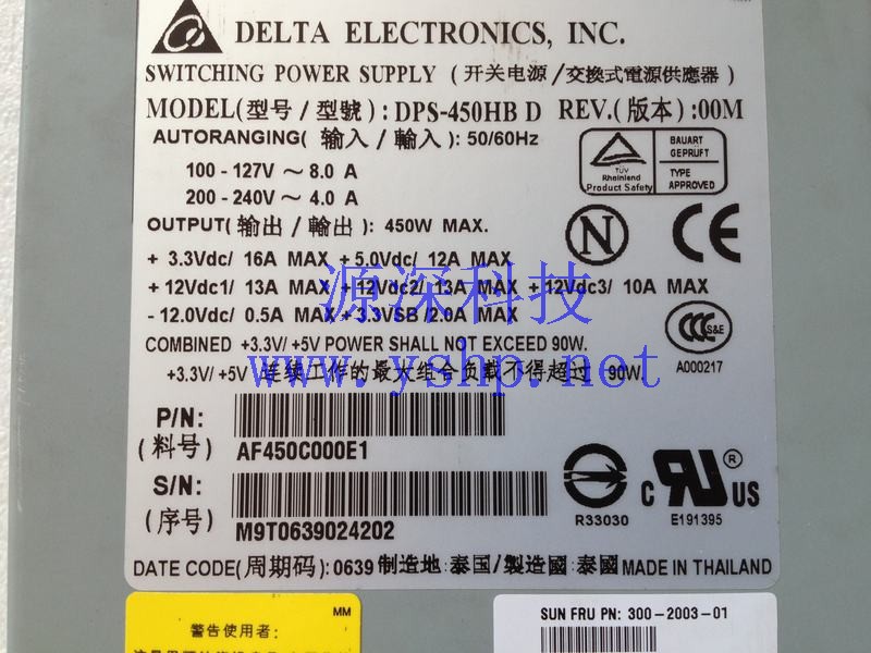 上海源深科技 Shanghai   SUN X2200M2 Server Power Supply   DPS-450HBD 300-2003-01 高清图片