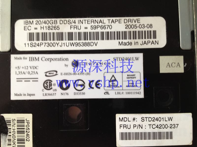 上海源深科技 Shanghai   IBM DDS4内置 Tape drive  STD2401LW TC4200-237 59P6670 24P7300 高清图片