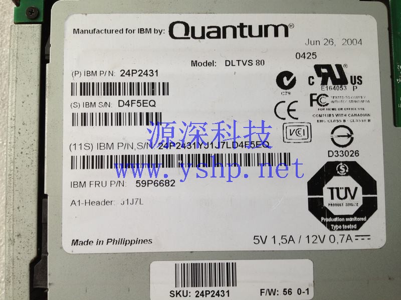 上海源深科技 Shanghai   IBM DLT VS80 内置 Tape drive  24P2431 59P6682 高清图片