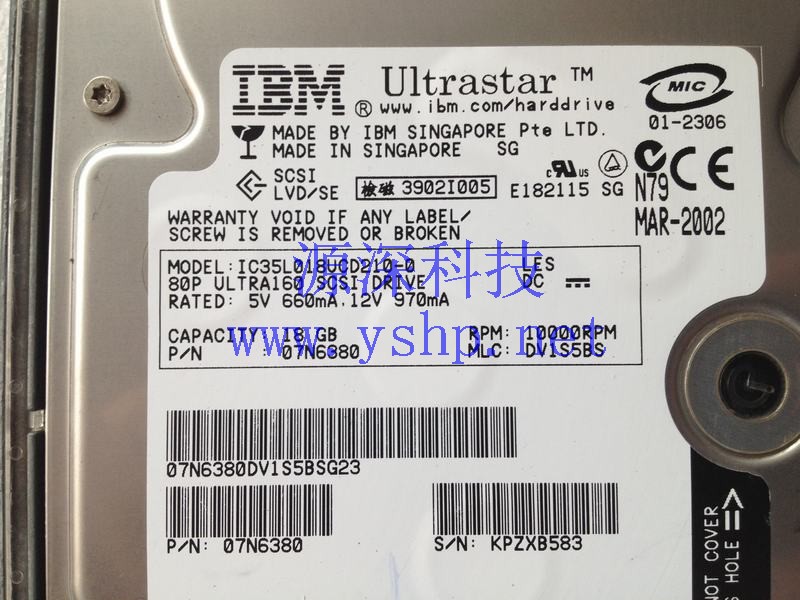 上海源深科技 Shanghai   IBM 18G 10K SCSI Hard disk   IC35L018UCD210-0 07N6380 高清图片