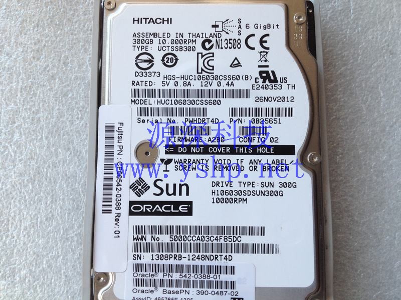 上海源深科技 Shanghai   ORACLE SUN 300G 6GB 2.5寸SAS Hard disk   542-0388-01 390-0487-02 高清图片