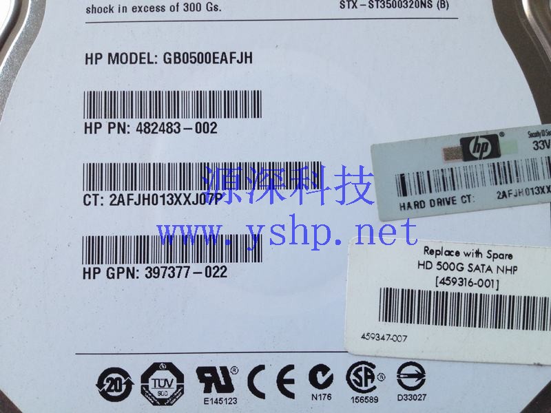 上海源深科技 Shanghai   HP Server串口 Hard disk   SATA 500G 482483-002 397377-022 GB0500EAFJH 高清图片