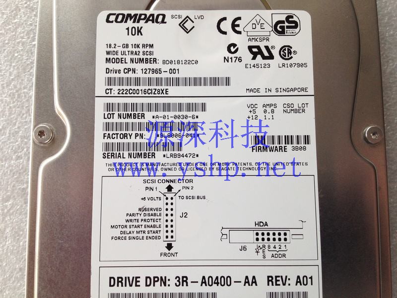 上海源深科技 Shanghai   COMPAQ 18G SCSI Server Hard disk   18.2G 127965-001 3R-A0400-AA 高清图片