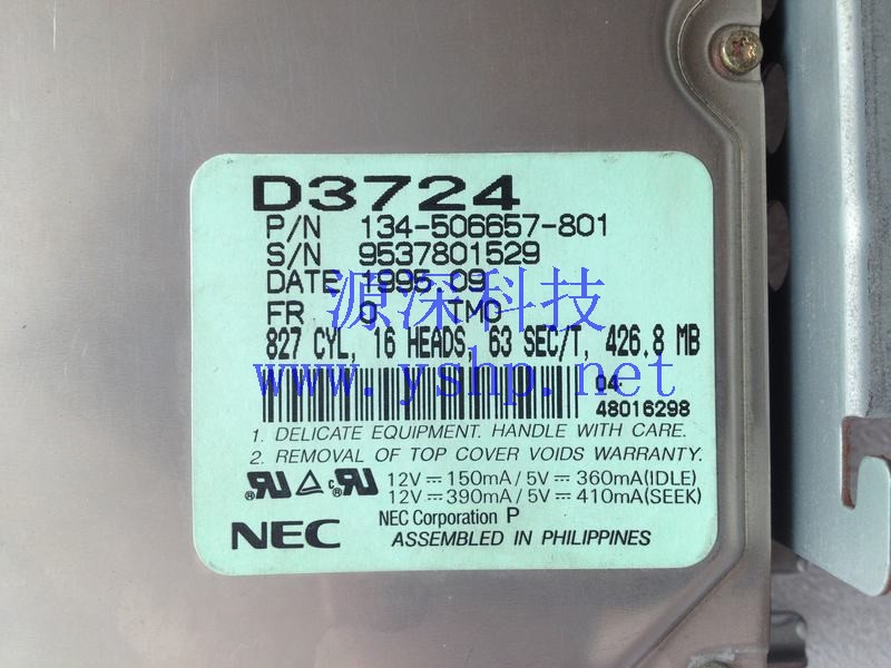 上海源深科技 Shanghai   NEC PC-9821V12/S5RC IDE Hard disk   426.8MB D3724 134-506657-801 高清图片