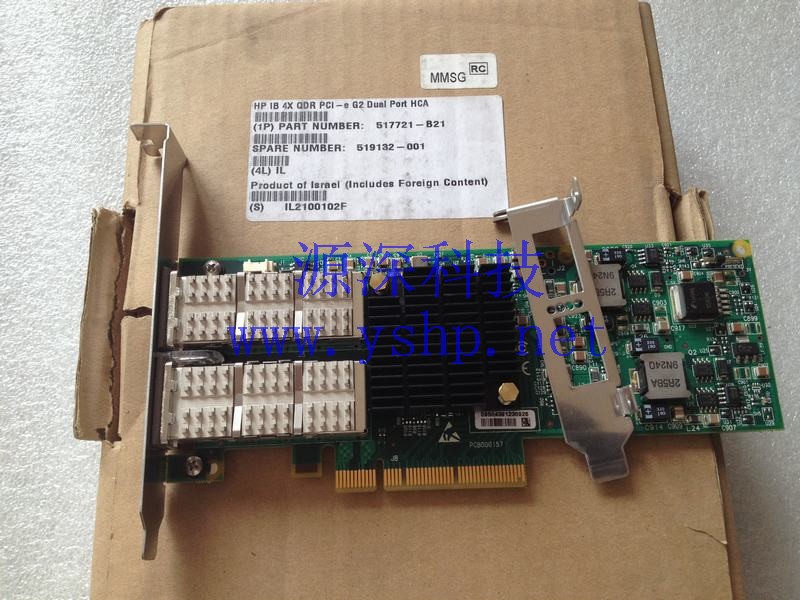 上海源深科技 Shanghai    NEW 盒装 HP IB 4X PCI-E G2 DUAL PORT HCA 519132-001 517721-B21 高清图片