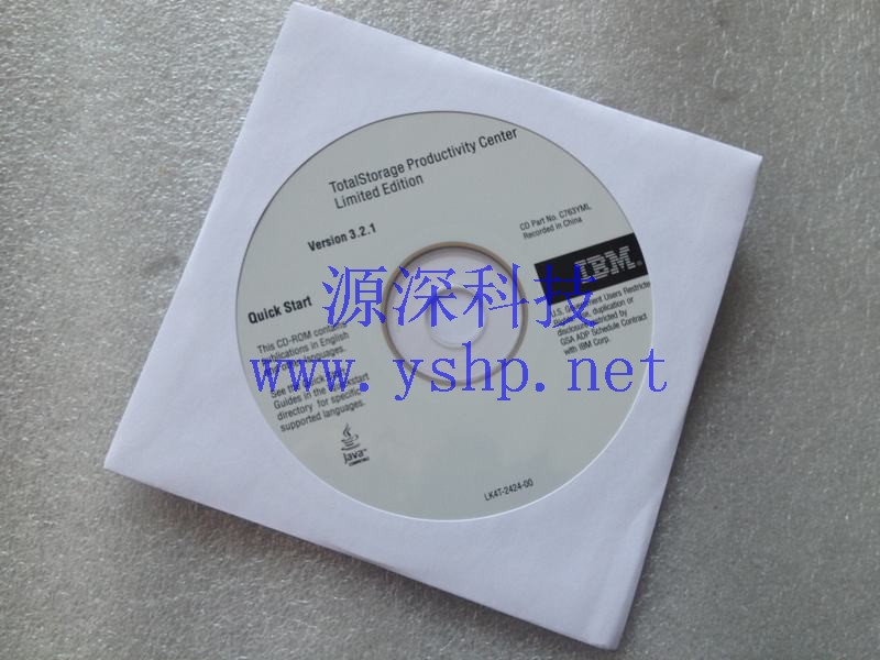 上海源深科技 IBM Totalstorage productivity center limited edition version 3.2.1 c76yml lk4t-2424-00 高清图片