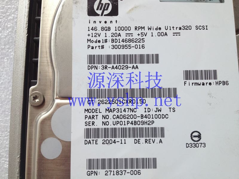 上海源深科技 Shanghai   HP 146G SCSI Server Hard disk   300955-016 271837-006 高清图片