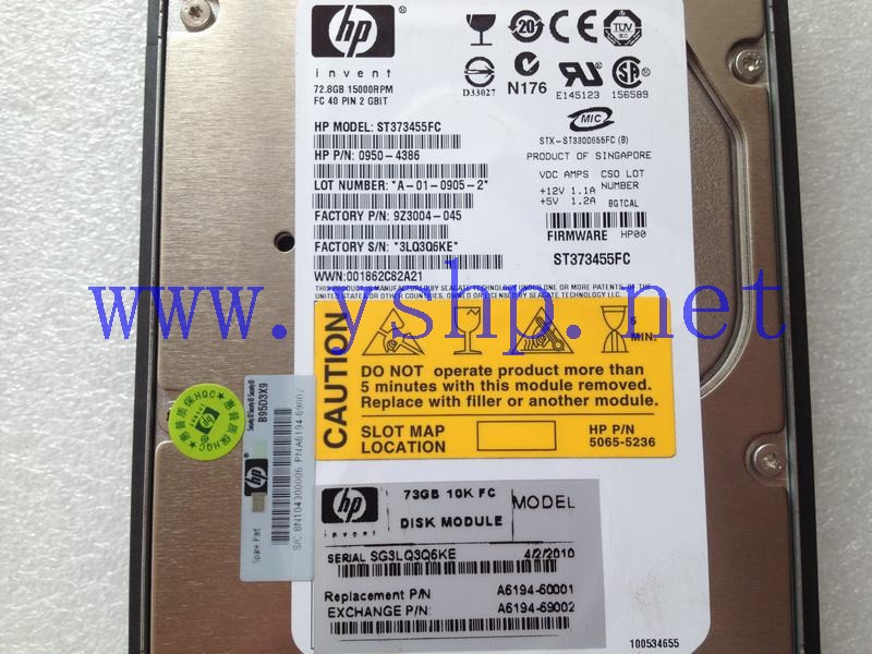 上海源深科技 Shanghai   HP VA7110 VA7xxx 磁盘阵列 Hard disk   ST373455FC 0950-4386 5065-5236 高清图片