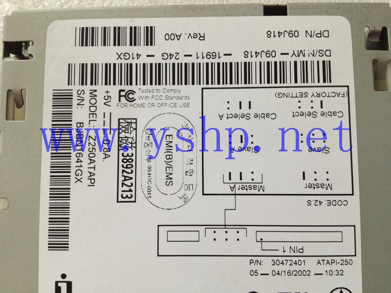上海源深科技 Shanghai   ZIP 驱动器 9J418 Z250ATAPI 30472401 ATAPI-250 高清图片