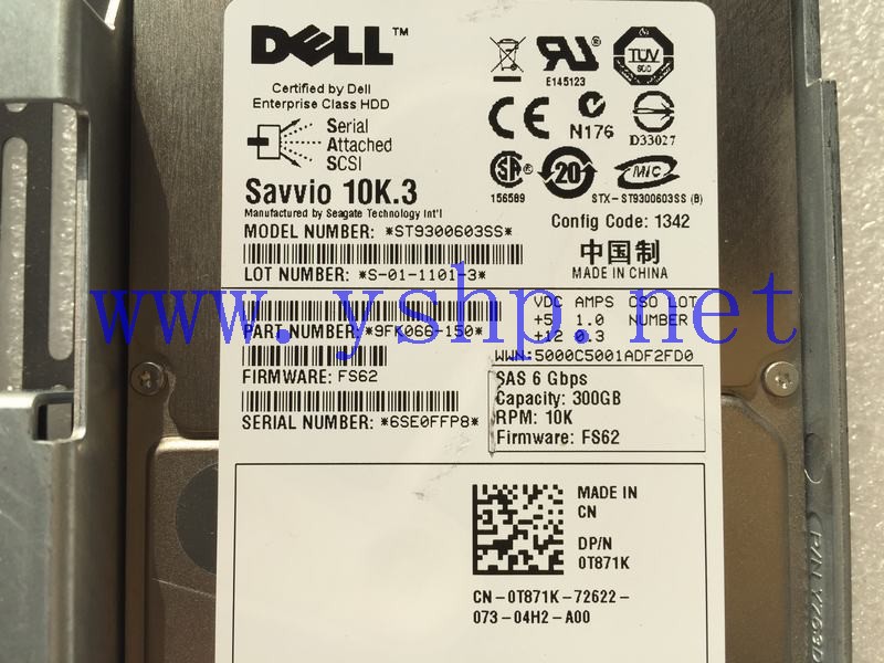 上海源深科技 Shanghai   DELL SAS 10K 2.5 300G Hard disk   ST9300603SS T871K 高清图片