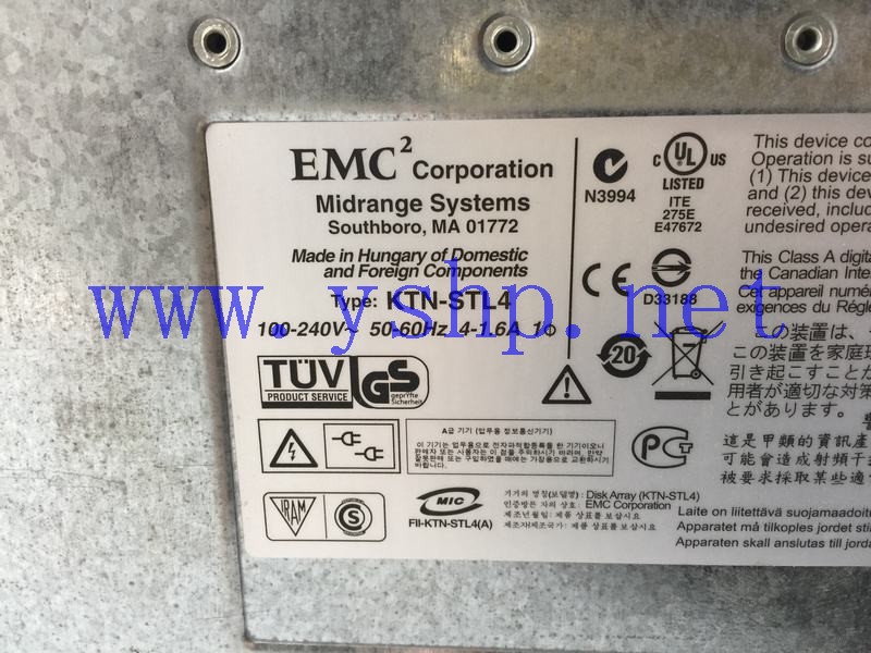 上海源深科技 Shanghai   DELL EMC 4GB光纤扩展柜 KTN-STL4  CX-4PDAE-FD 100-561-077 REV A05 高清图片