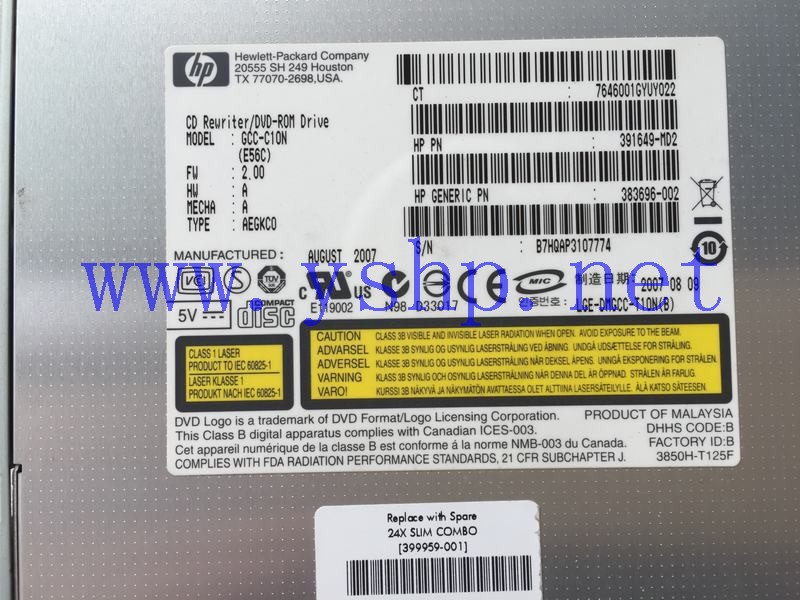 上海源深科技 Shanghai   HP DL580G4 DVDOptical Drive GCC-C10N 399959-001 391649-MD2 383696-002 高清图片