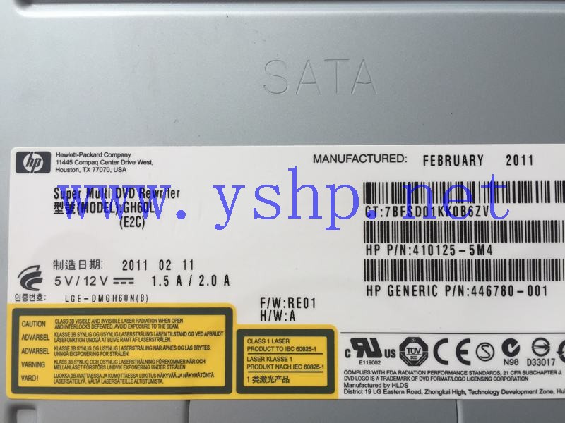 上海源深科技 Shanghai   HP 串口SATA DVD刻录Optical Drive 410125-5M4 446780-001 GH60L (E2C) 高清图片