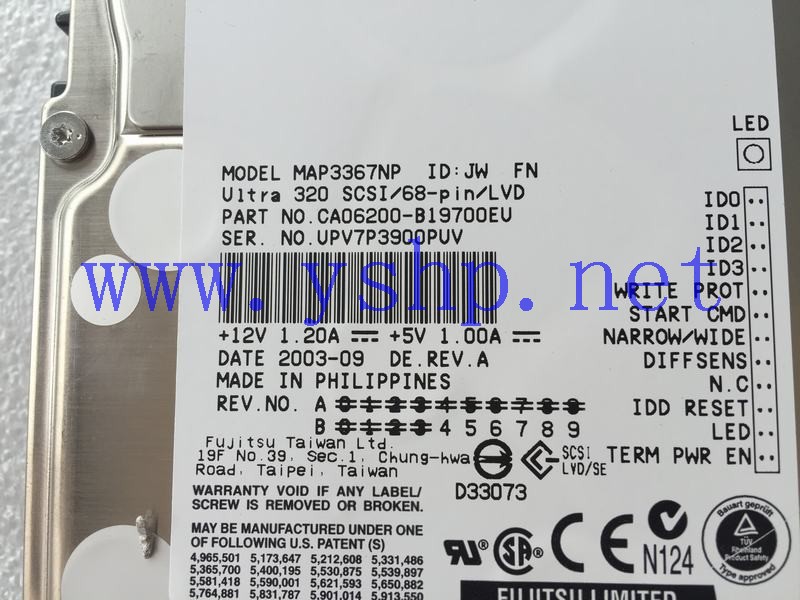 上海源深科技 Shanghai   FUJITSU 36G 68 pin  SCSI Hard disk   MAP3367NP 高清图片