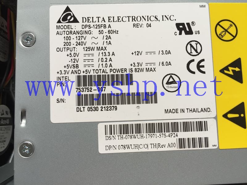 上海源深科技 Shanghai   DELL PE350 Server Power Supply   DPS-125FBA 753752-007 78WUH 高清图片