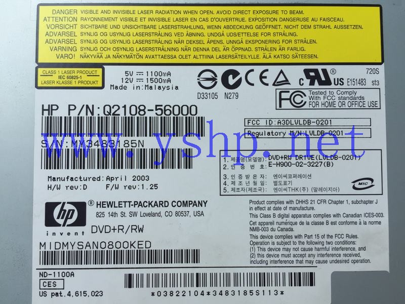 上海源深科技 Shanghai   Industrial computer 专用IDEOptical Drive Q2108-56000 高清图片