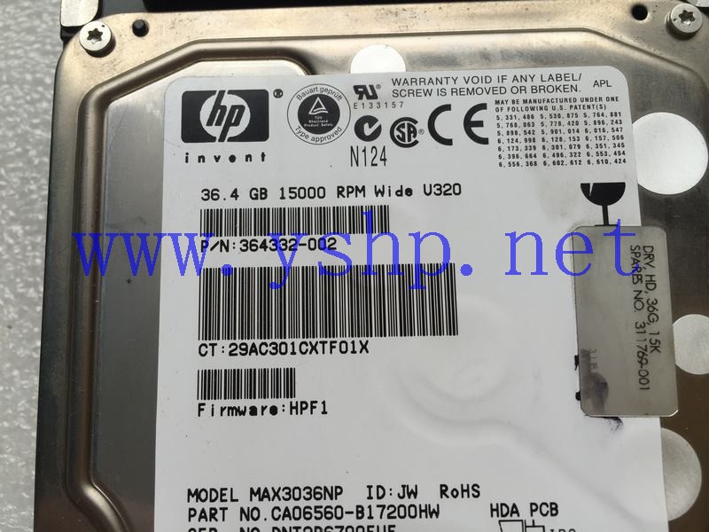 上海源深科技 Fujitsu 36.4GB 15000RPM SCSI U320 68 pin  Hard disk   MAX3036NP CA06560-B17200HW 高清图片