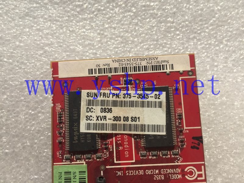 上海源深科技 SUN 专用 Graphics Card   375-3545-02 XVR-300 08 S01 FireMV 2200x8 128M 高清图片