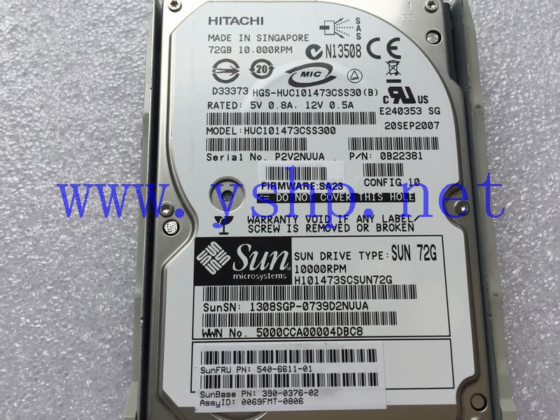 上海源深科技 Shanghai   SUN 72G 10K 2.5 SAS Hard disk   390-0376-02 540-6611-01 高清图片