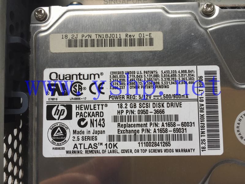 上海源深科技 HP  Workstation   Hard disk   18.2GB 0950-3666 A1658-69031 A1658-60031 高清图片