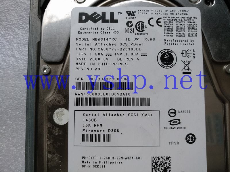 上海源深科技 DELL Server 146G SAS 3.5 15K Hard disk   XK111 MBA3147RC 高清图片