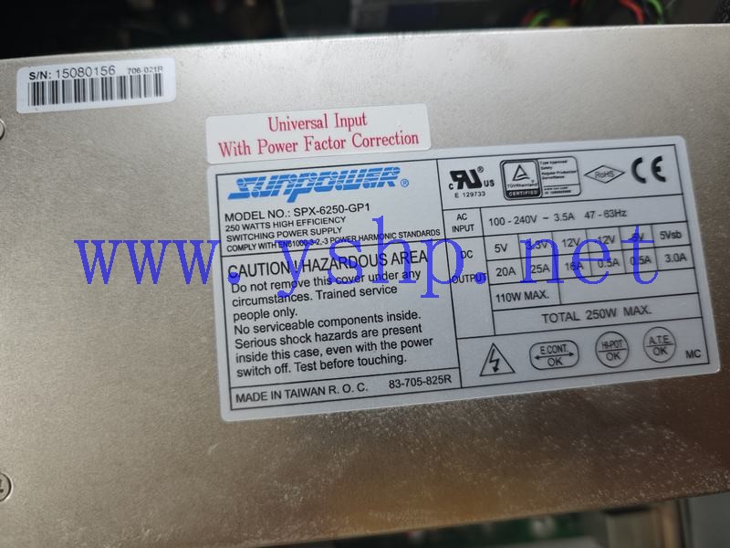 上海源深科技 Industrial Power supply SUNPOWER SPX-6250-GP1 高清图片